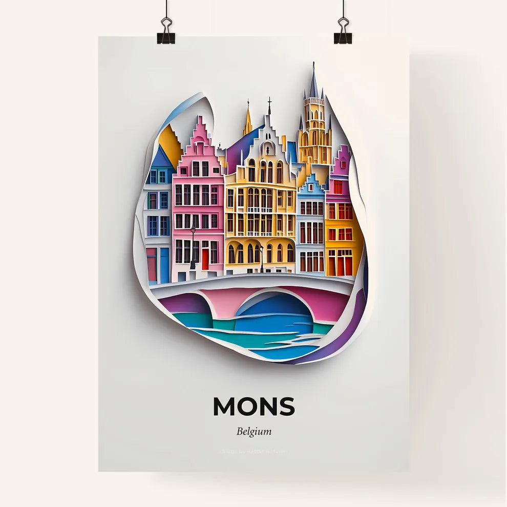 Vivid Mons , Belgium, Colorful Poster
