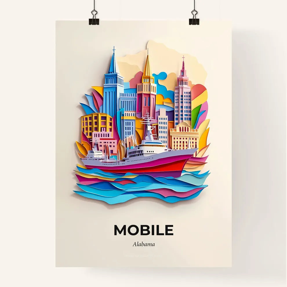 Vivid Mobile, Alabama, Colorful Poster
