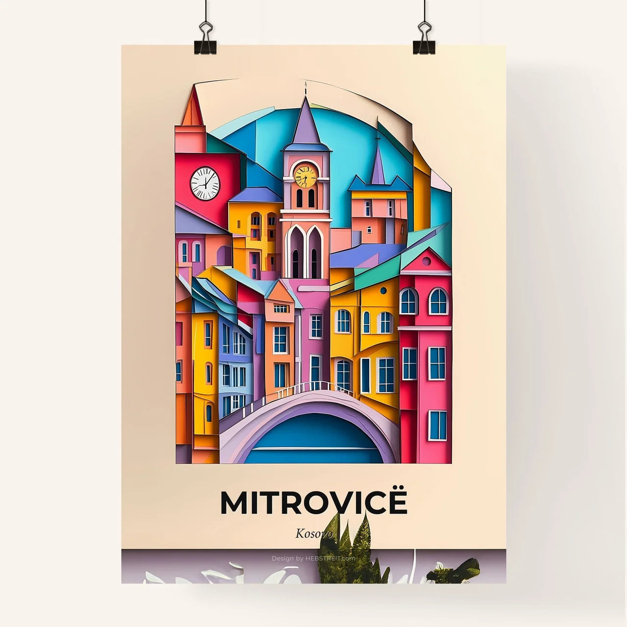 Vivid Mitrovicë / Kosovska Mitrovica, Kosovo, Colorful Poster