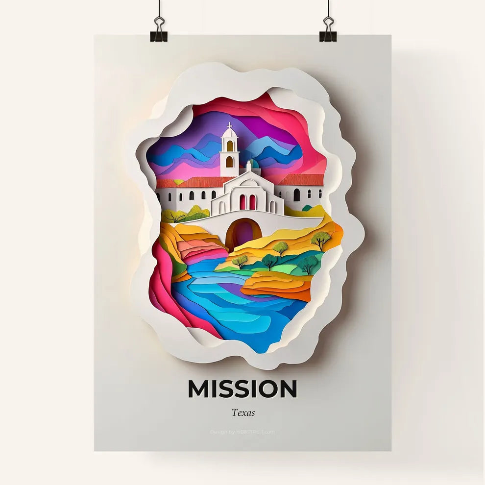 Vivid Mission, Texas, Colorful Poster