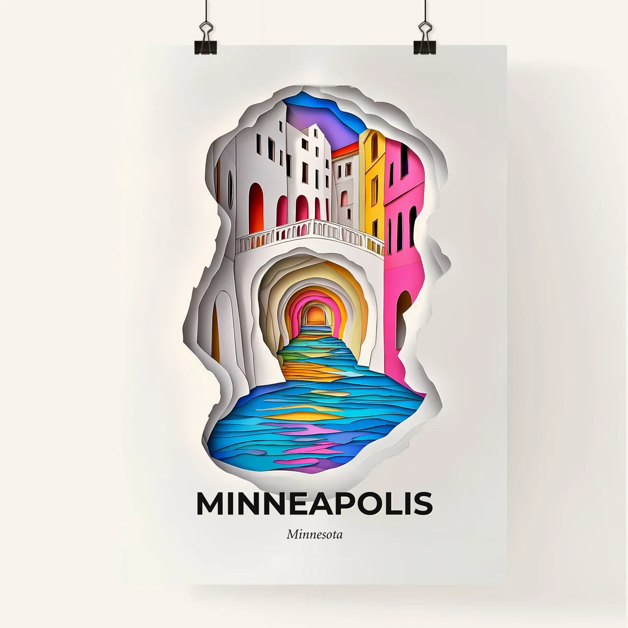 Vivid Minneapolis, Minnesota, Colorful Poster