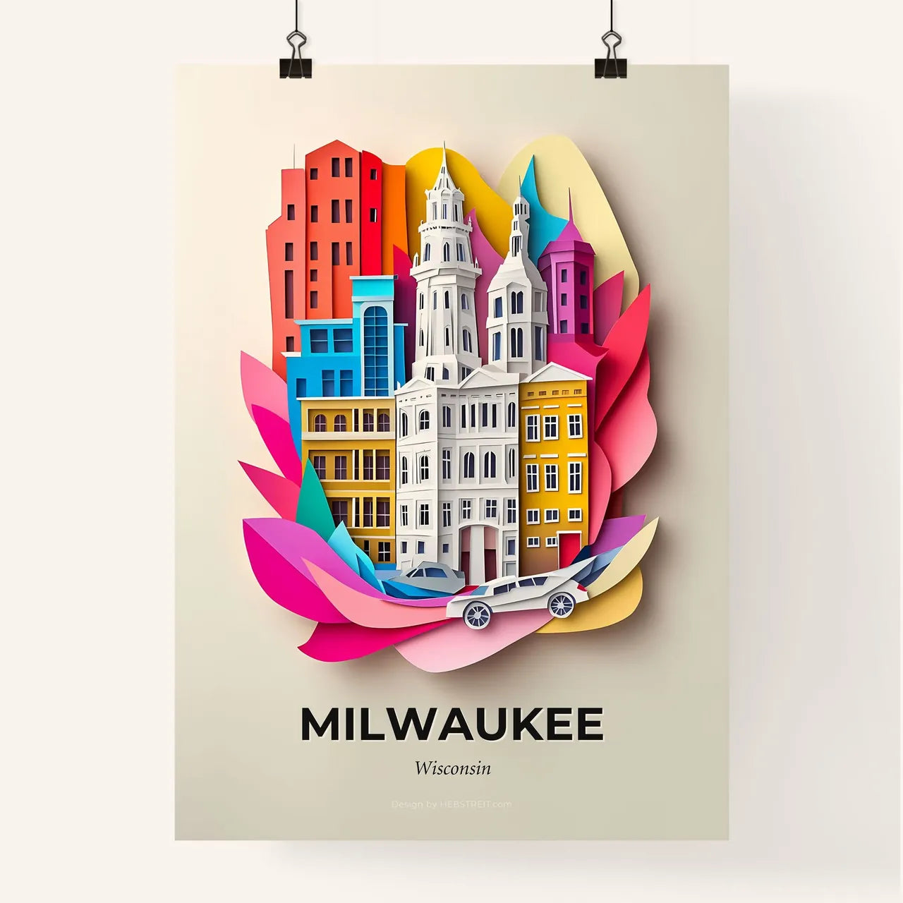 Vivid Milwaukee, Wisconsin, Colorful Poster
