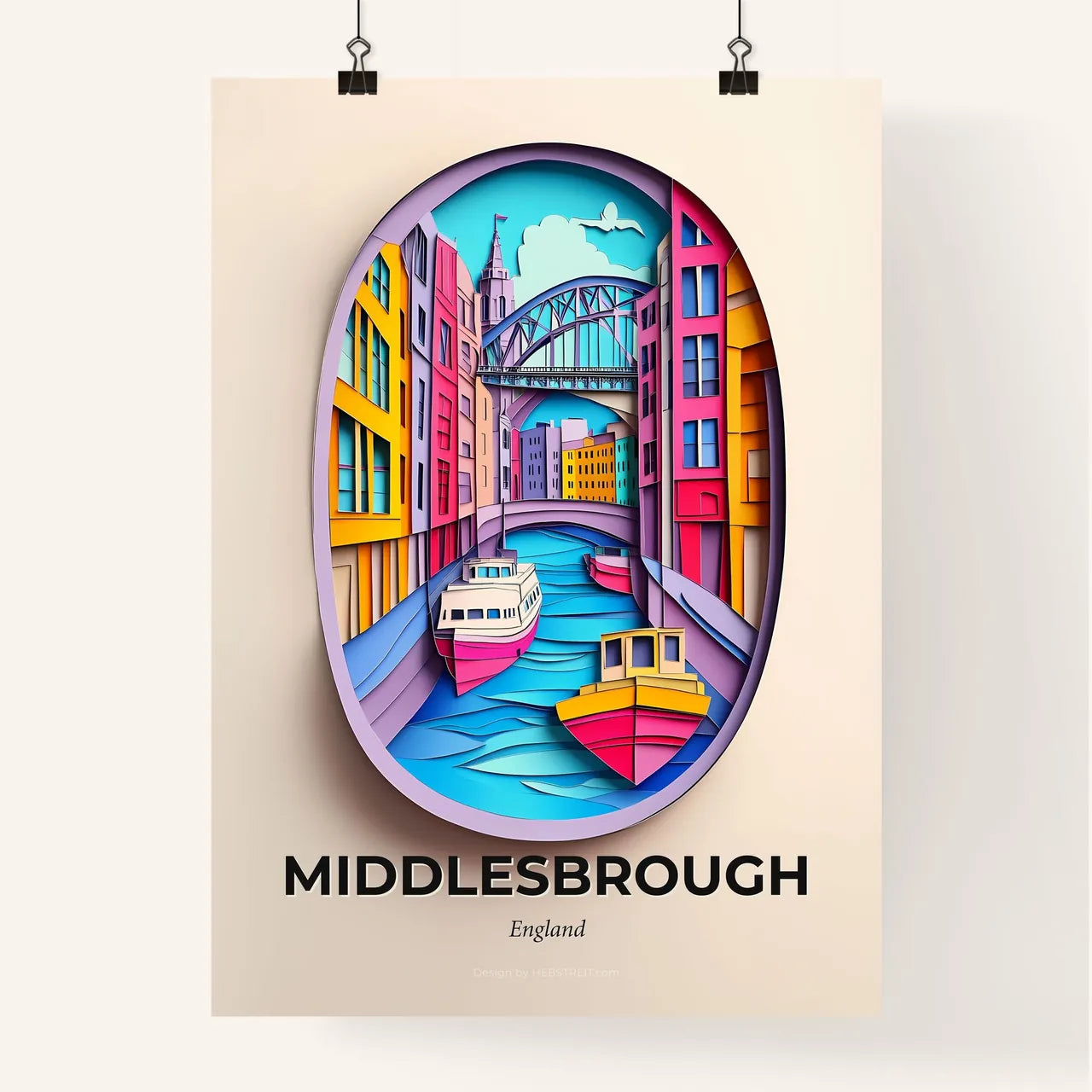 Vivid Middlesbrough, England, Colorful Poster