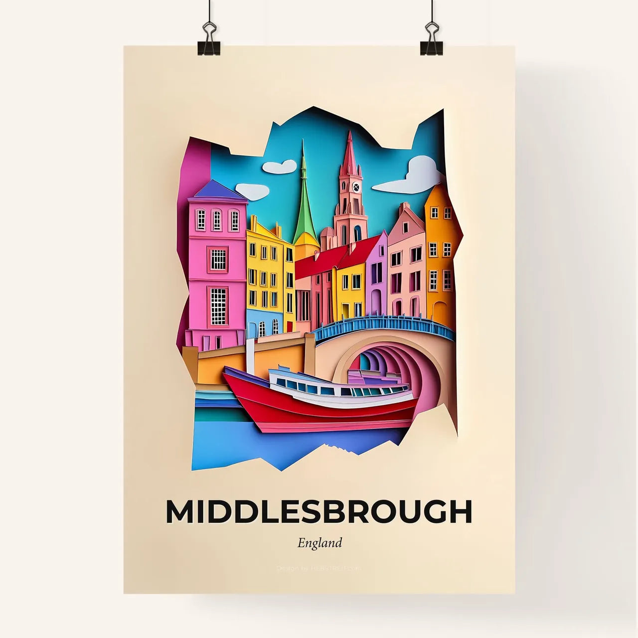 Vivid Middlesbrough, England, Colorful Poster