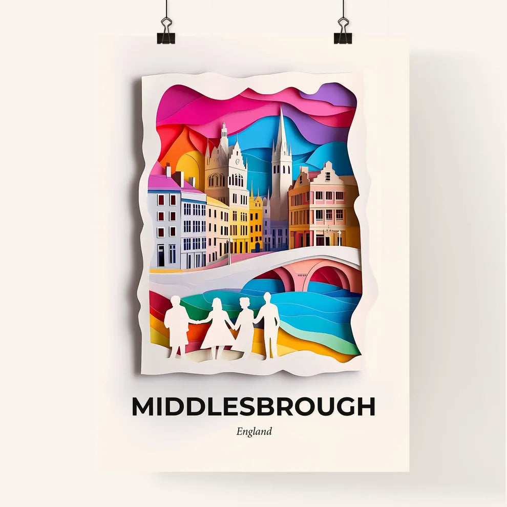 Vivid Middlesbrough, England, Colorful Poster