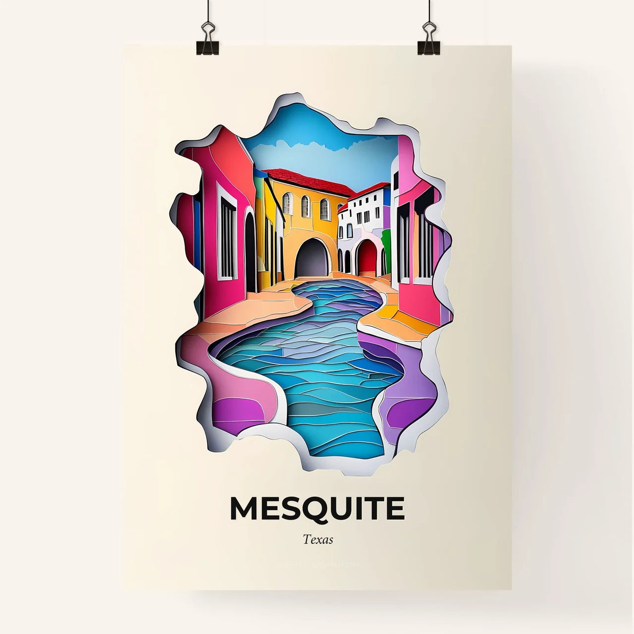 Vivid Mesquite, Texas, Colorful Poster