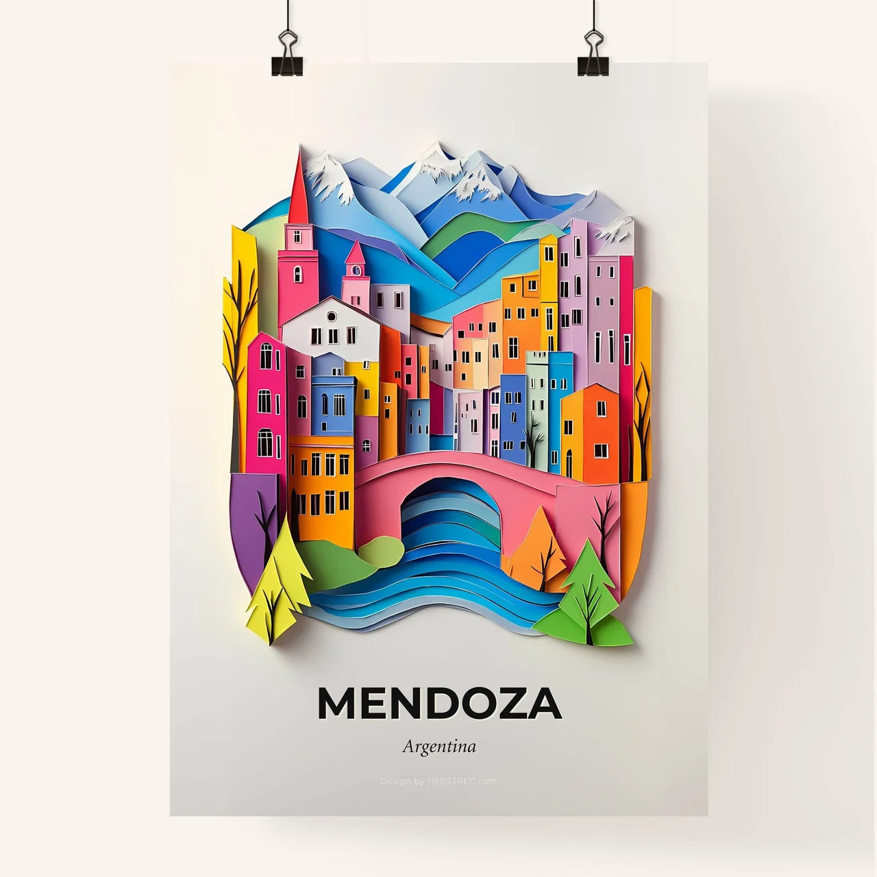 Vivid Mendoza, Argentina, Colorful Poster