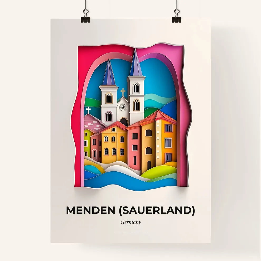Vivid Menden (Sauerland), Germany, Colorful Poster