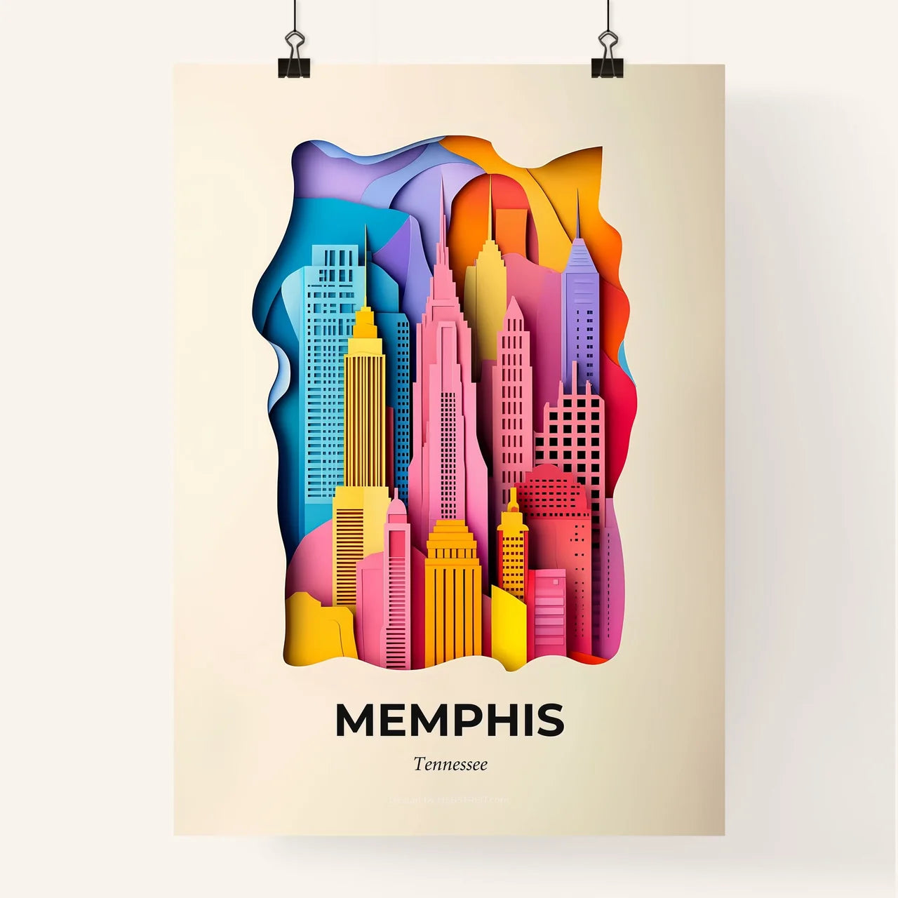 Vivid Memphis, Tennessee, Colorful Poster