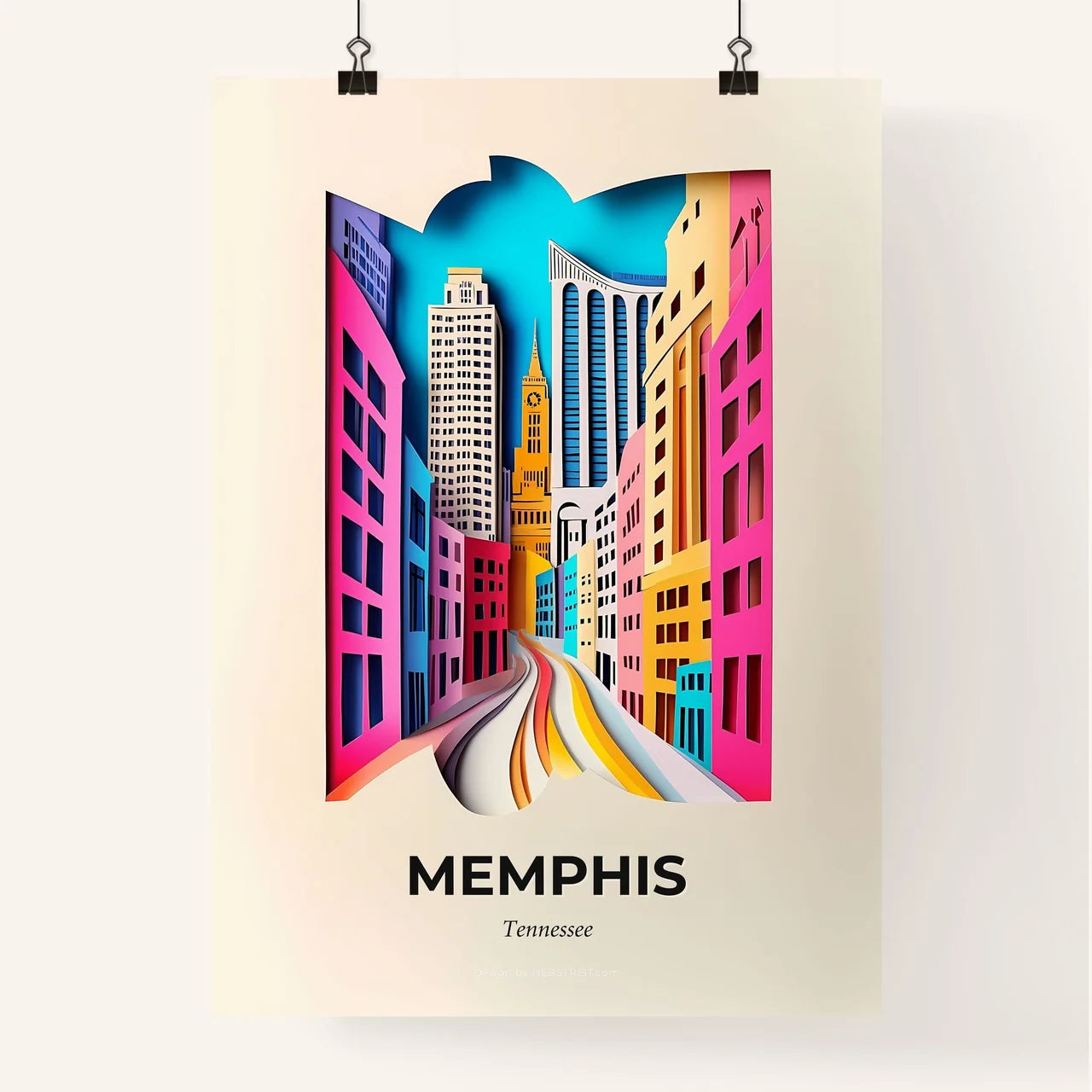 Vivid Memphis, Tennessee, Colorful Poster