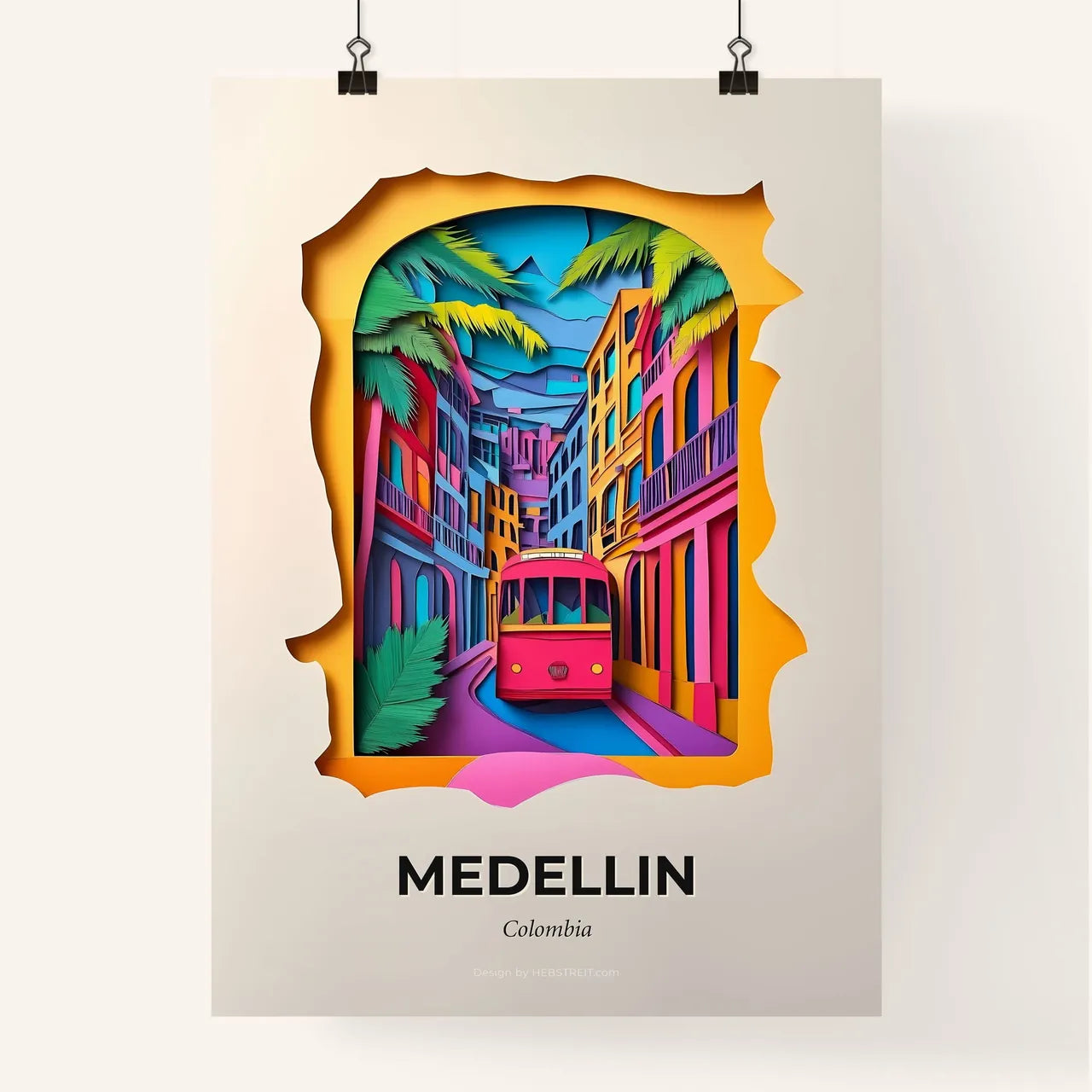 Vivid Medellin, Colombia, Colorful Poster
