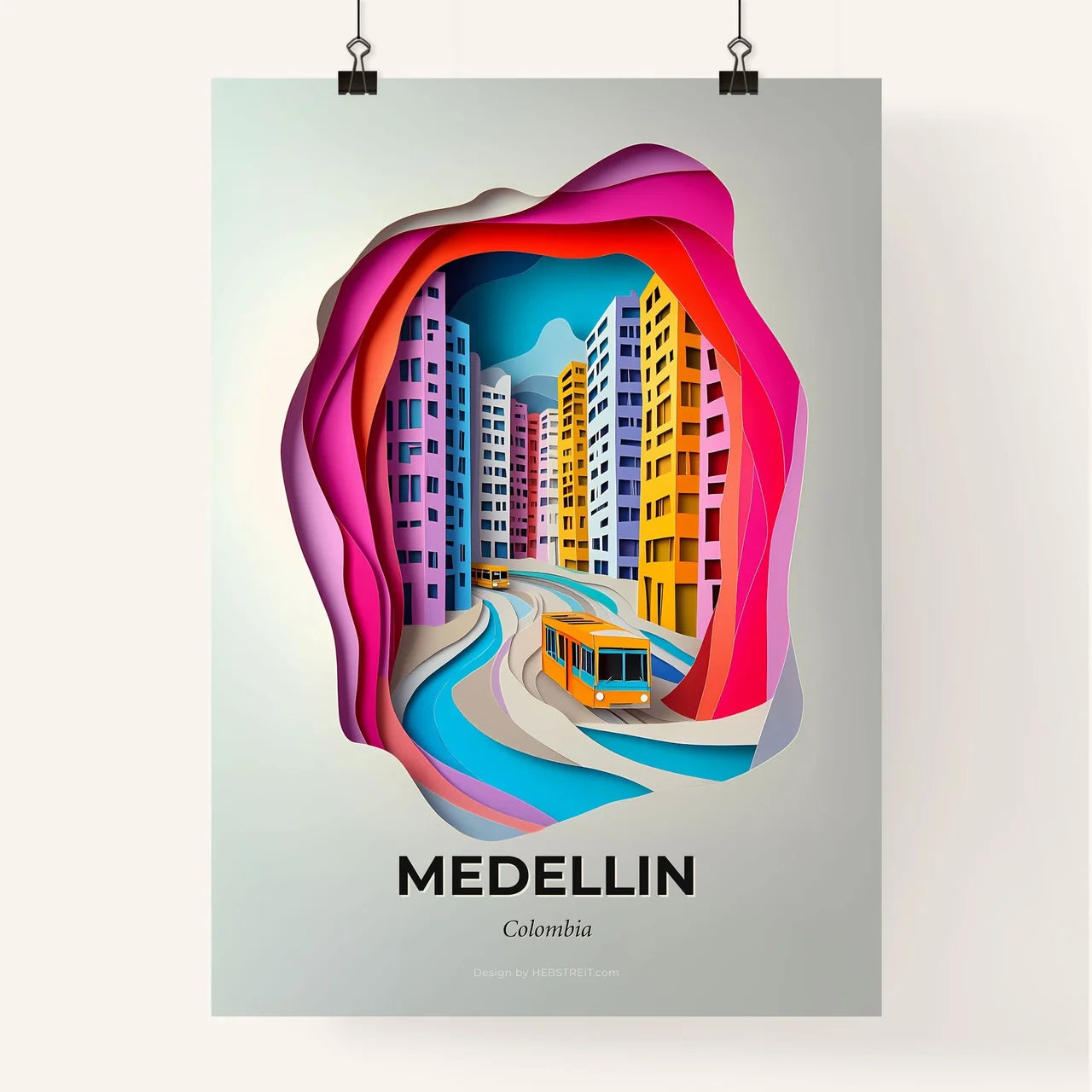 Vivid Medellin, Colombia, Colorful Poster