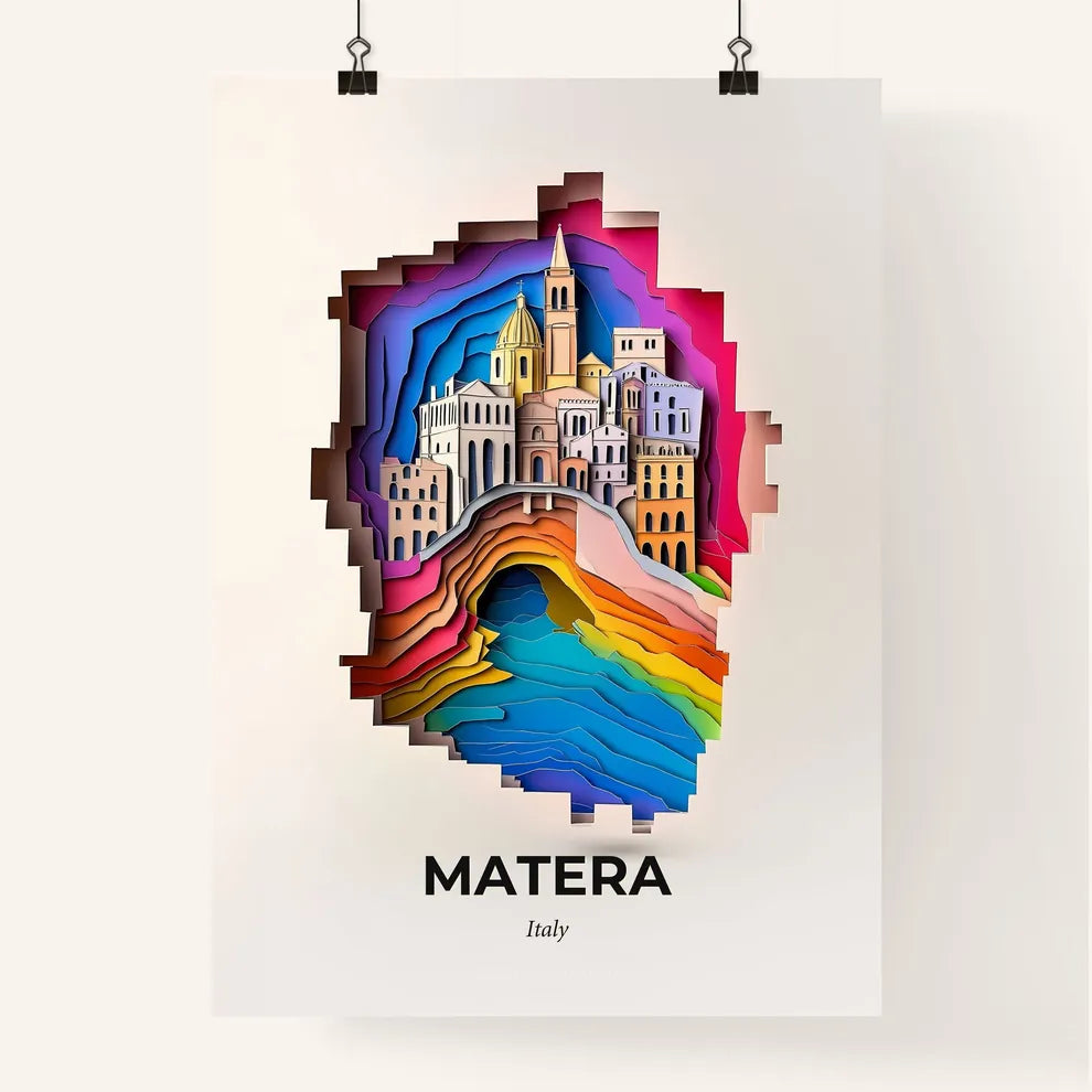 Vivid Matera, Italy, Colorful Poster