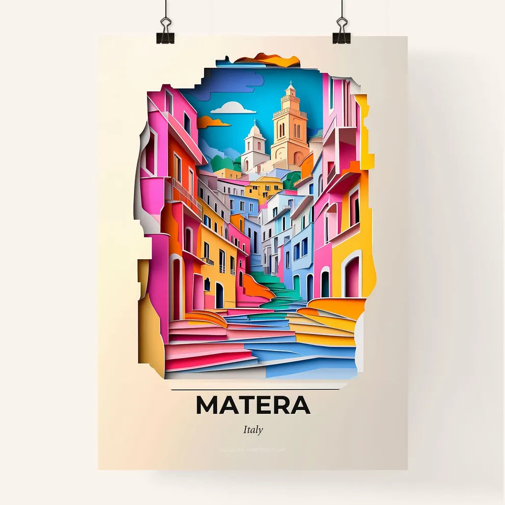 Vivid Matera, Italy, Colorful Poster
