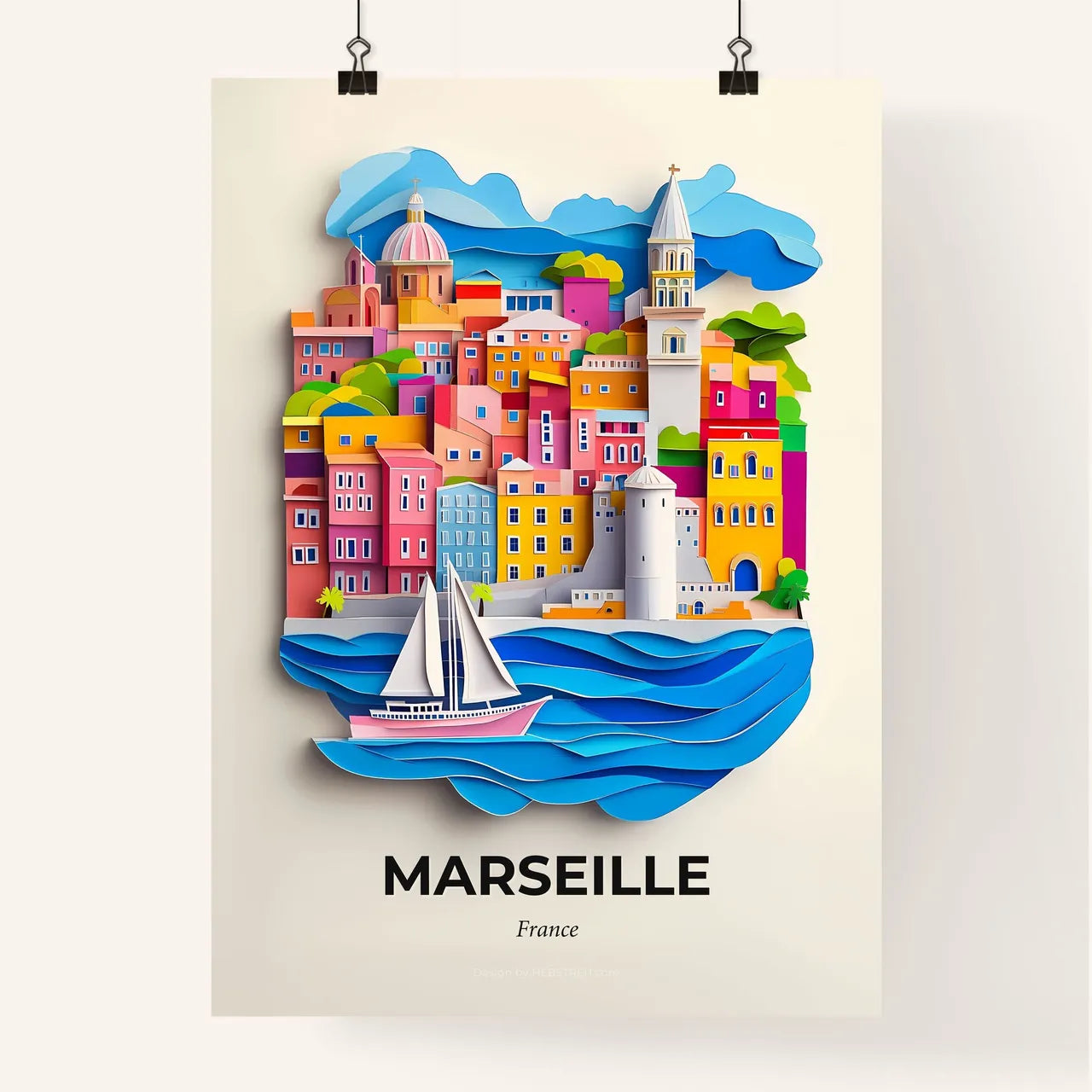 Vivid Marseille, France, Colorful Poster
