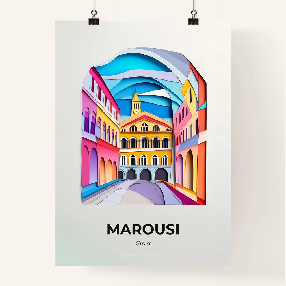 Vivid Marousi, Greece, Colorful Poster