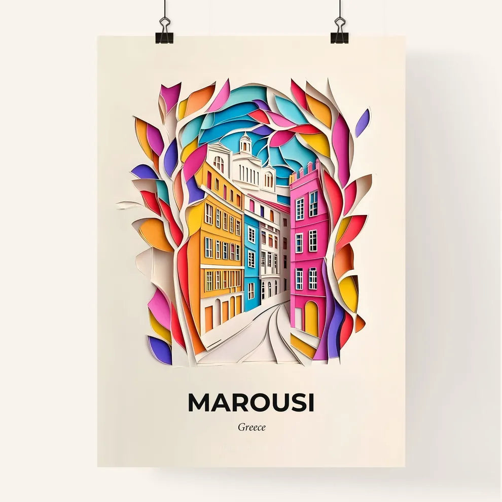 Vivid Marousi, Greece, Colorful Poster