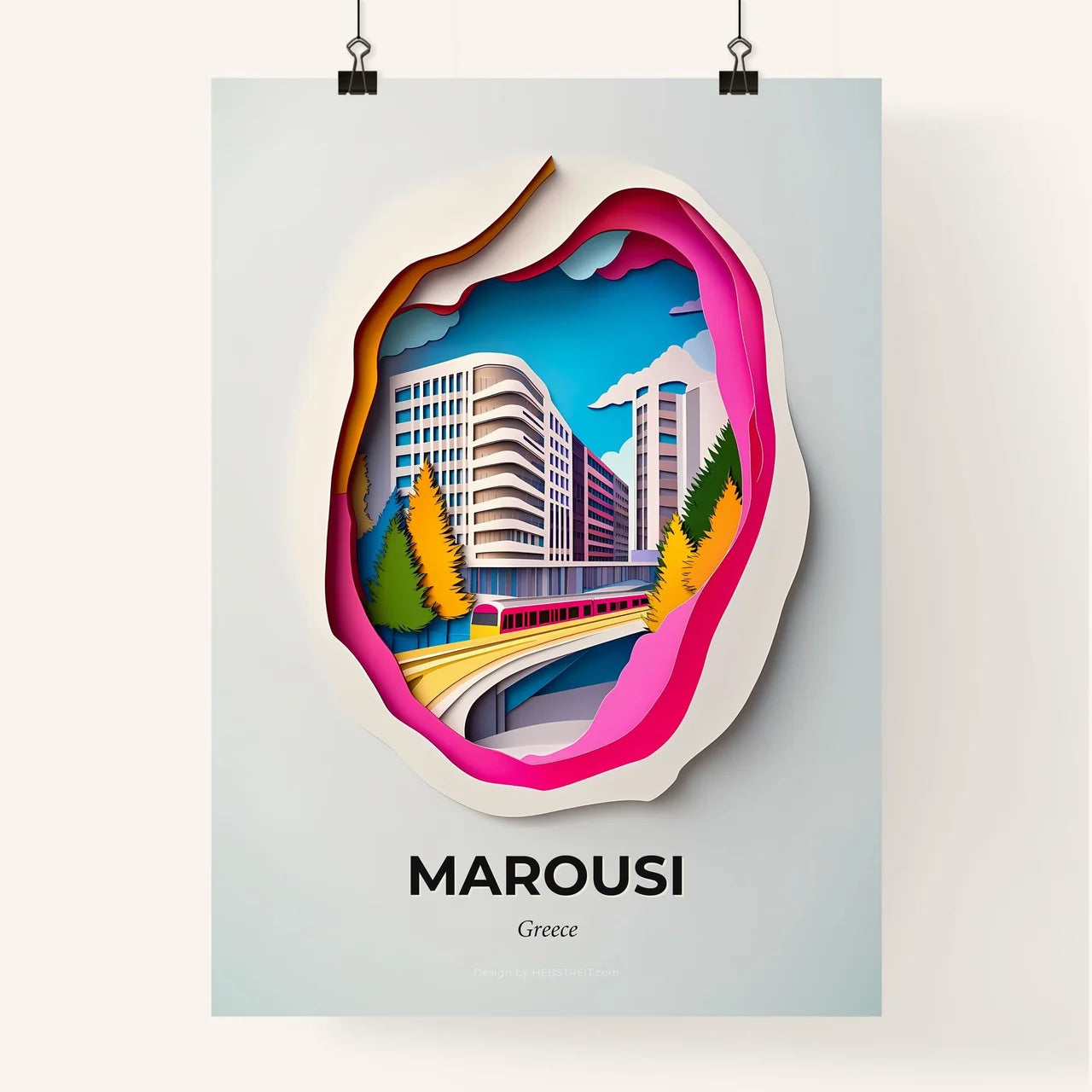 Vivid Marousi, Greece, Colorful Poster