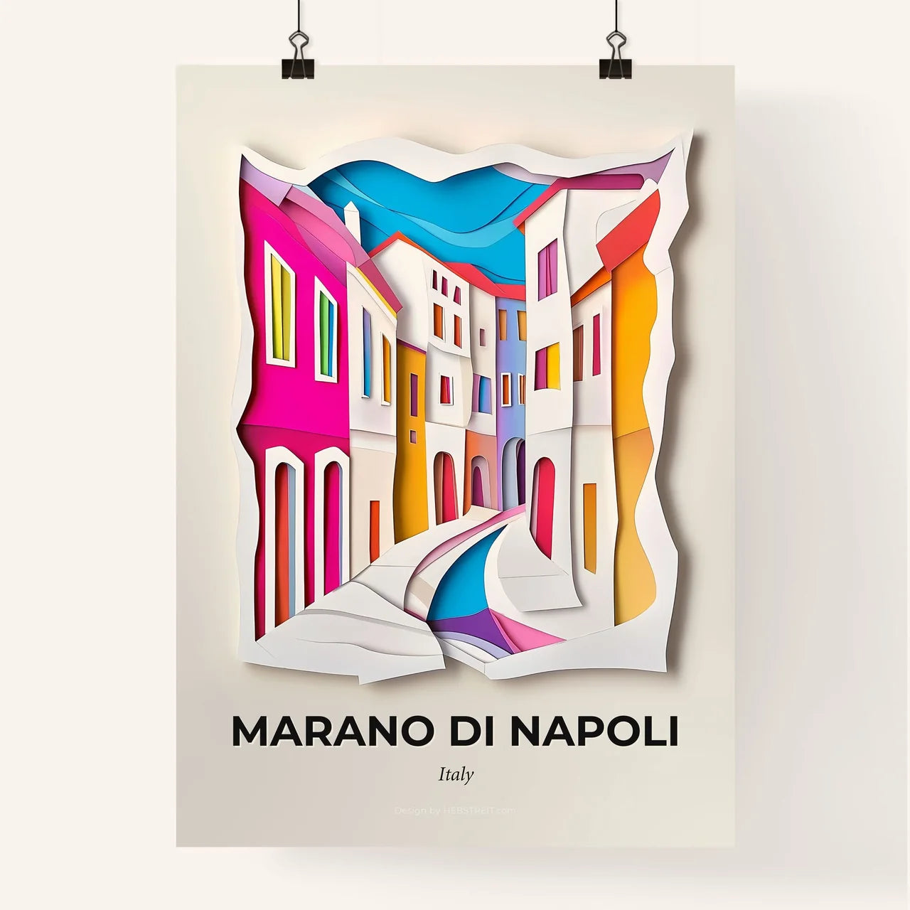 Vivid Marano di Napoli, Italy, Colorful Poster