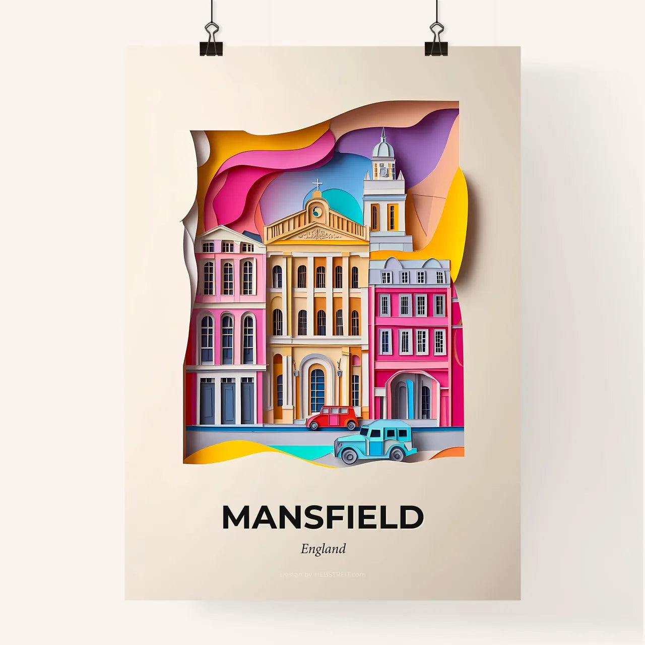 Vivid Mansfield, England, Colorful Poster