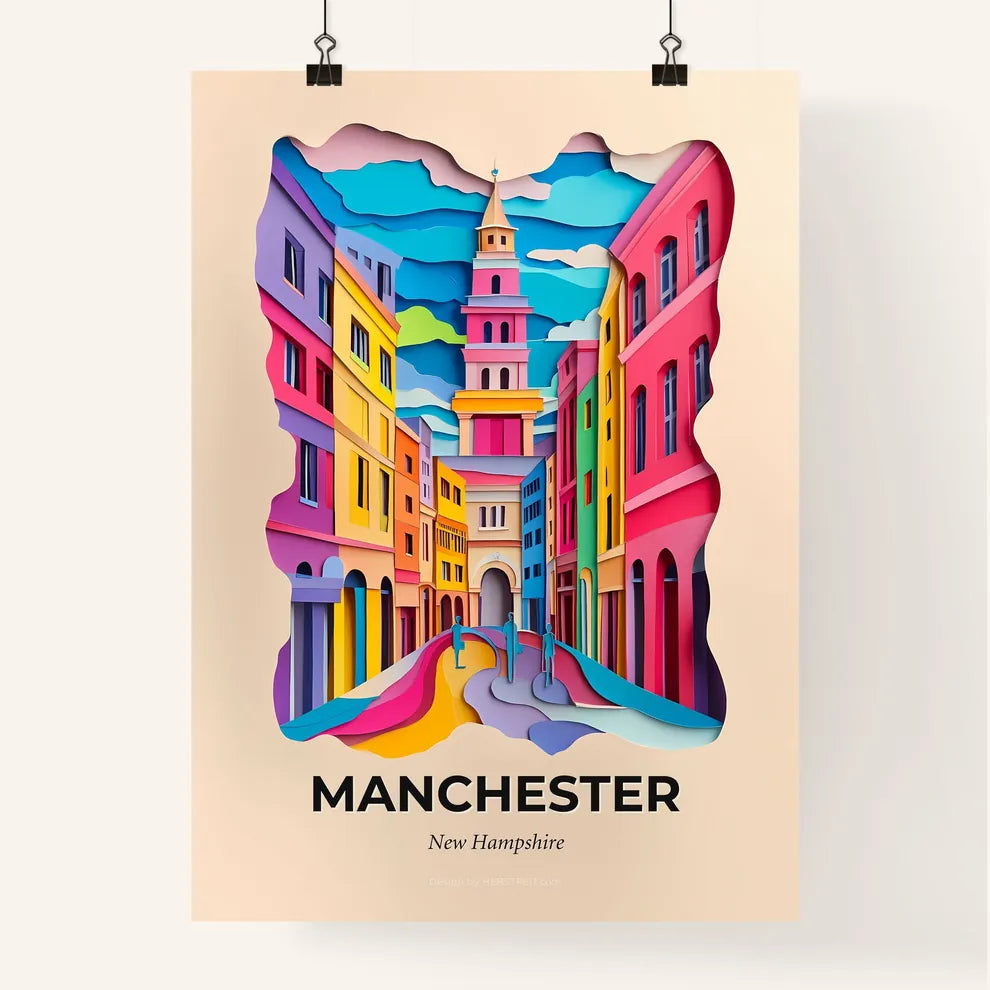 Vivid Manchester, New Hampshire, Colorful Poster