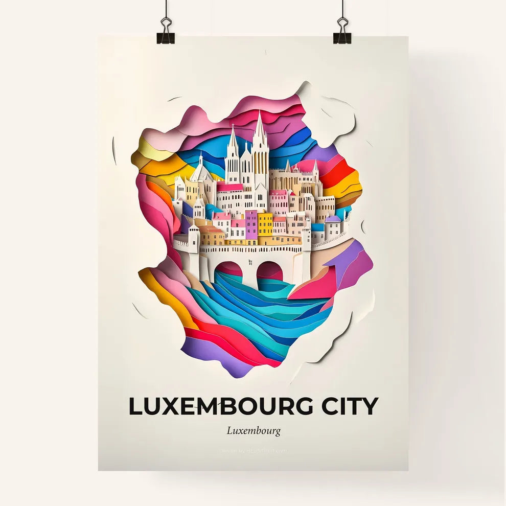 Vivid Luxembourg City, Luxembourg, Colorful Poster