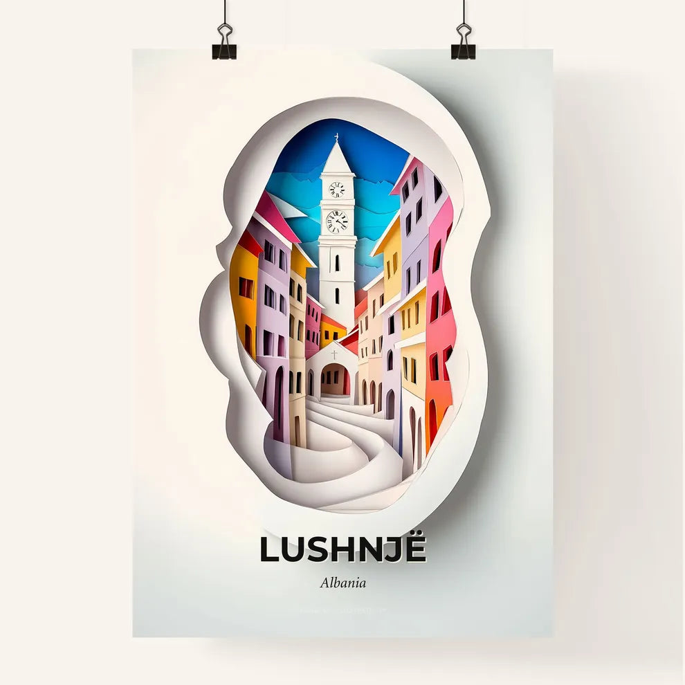 Vivid Lushnjë, Albania, Colorful Poster