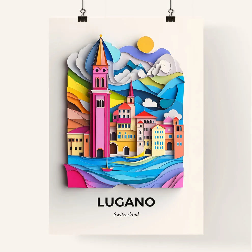 Vivid Lugano, Switzerland, Colorful Poster