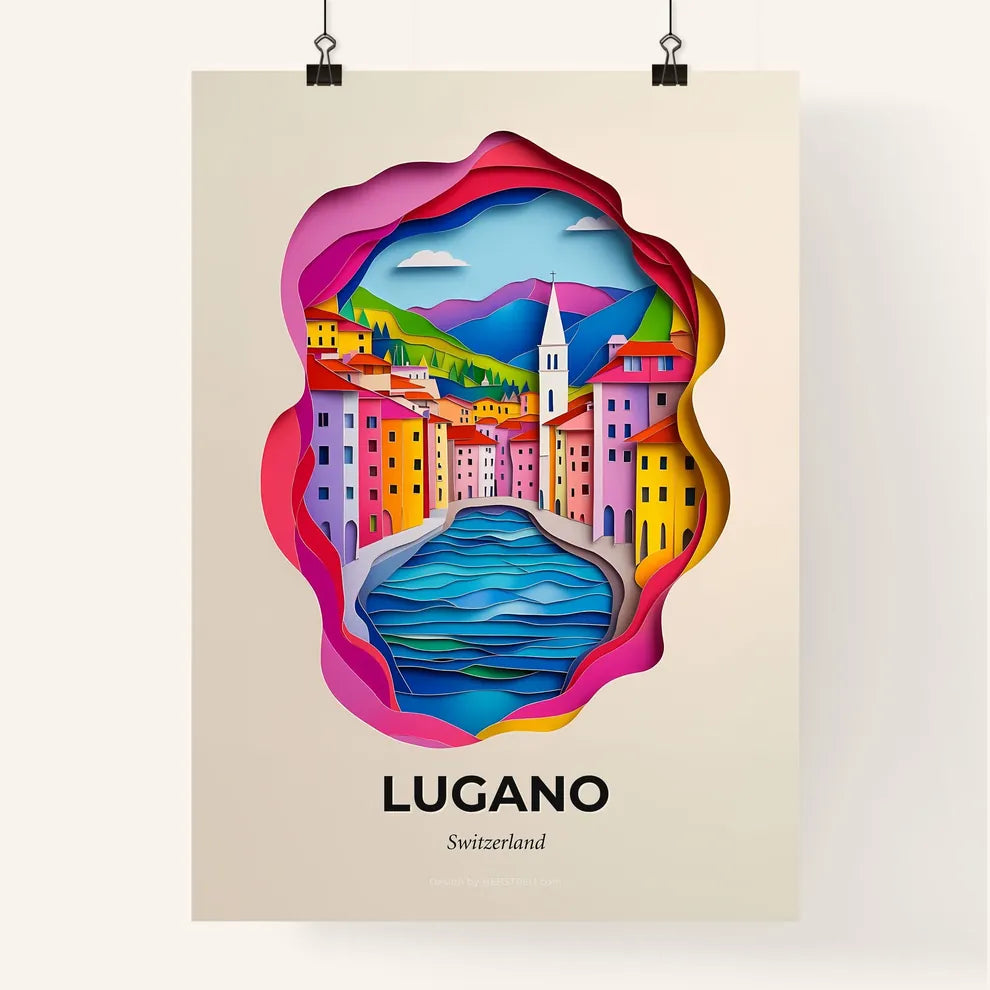 Vivid Lugano, Switzerland, Colorful Poster