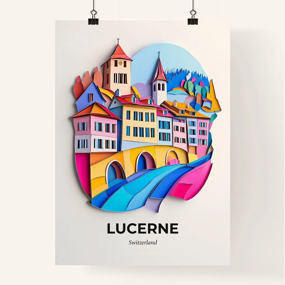Vivid Lucerne, Switzerland, Colorful Poster