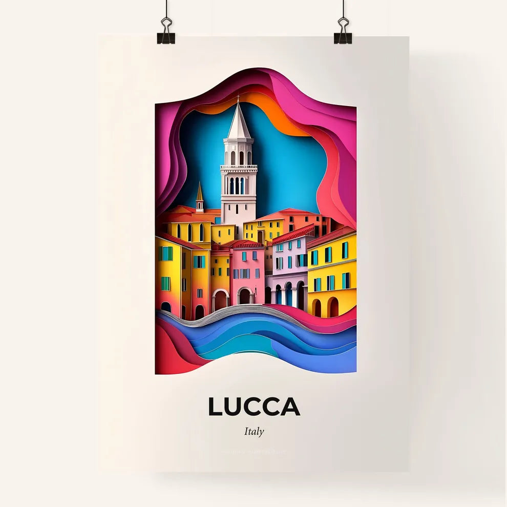 Vivid Lucca, Italy, Colorful Poster