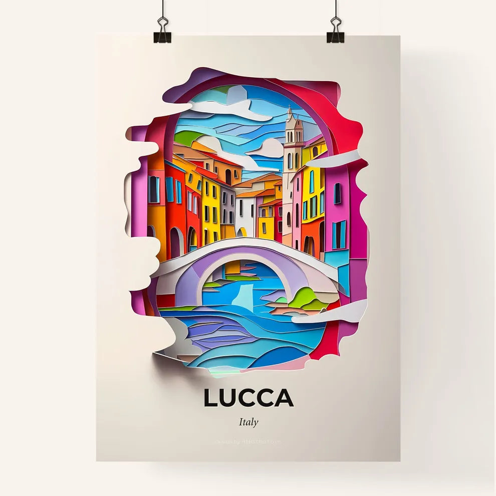 Vivid Lucca, Italy, Colorful Poster