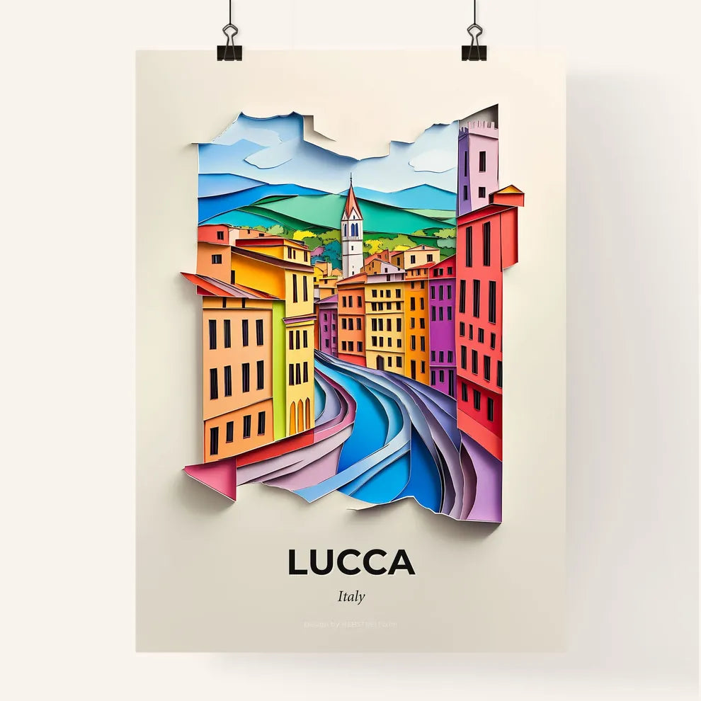 Vivid Lucca, Italy, Colorful Poster