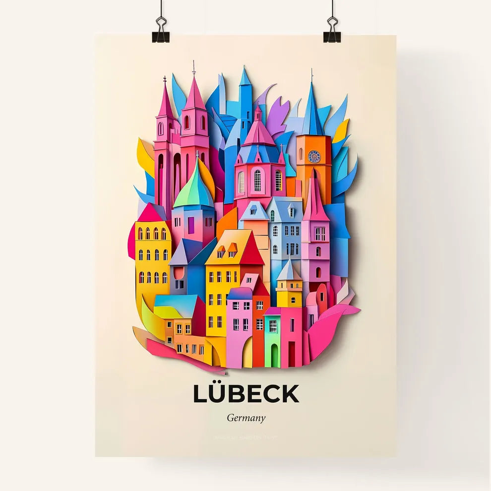 Vivid Lubeck, Germany, Colorful Poster