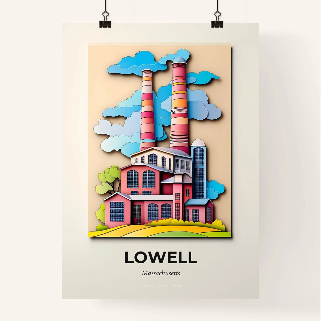 Vivid Lowell, Massachusetts, Colorful Poster