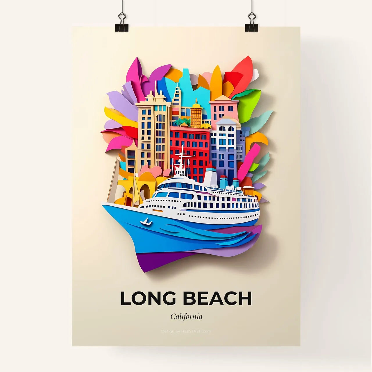 Vivid Long Beach, California, Colorful Poster