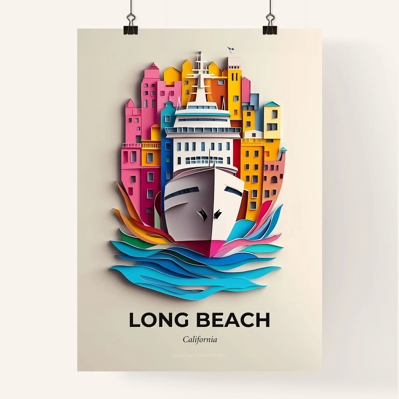 Vivid Long Beach, California, Colorful Poster