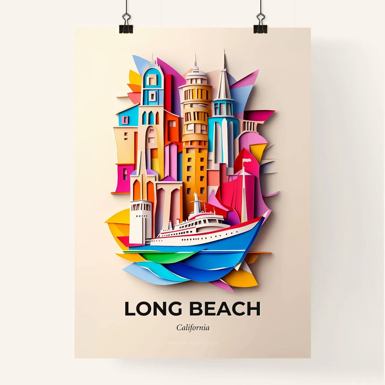 Vivid Long Beach, California, Colorful Poster