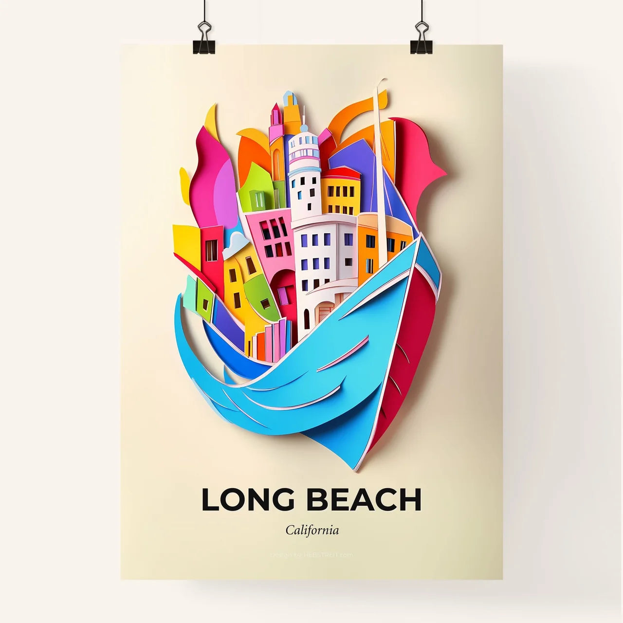 Vivid Long Beach, California, Colorful Poster