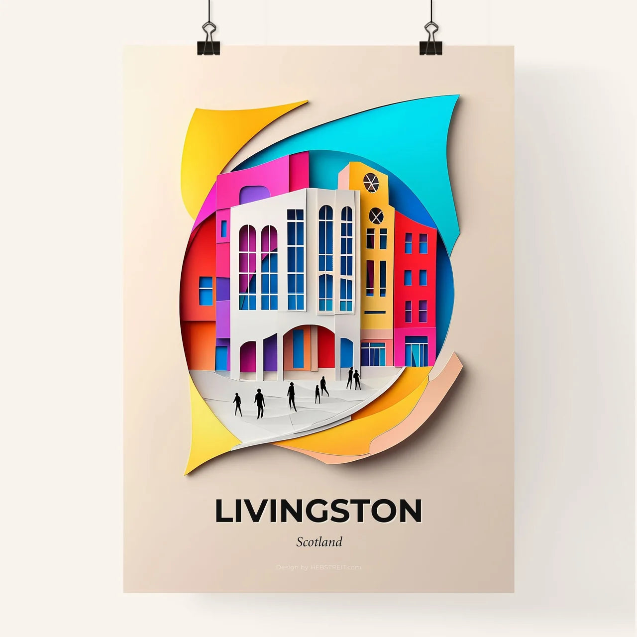 Vivid Livingston, Scotland, Colorful Poster