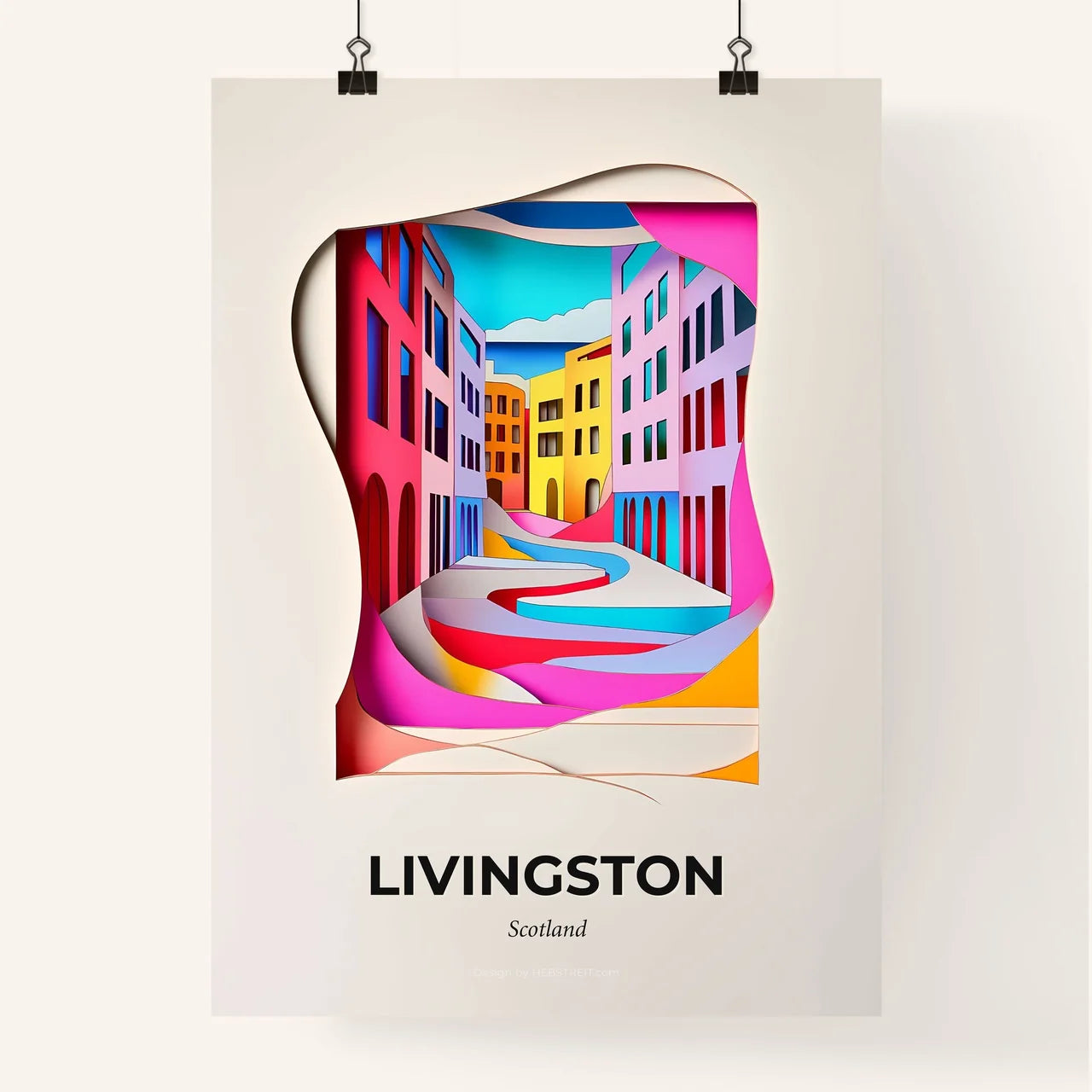 Vivid Livingston, Scotland, Colorful Poster
