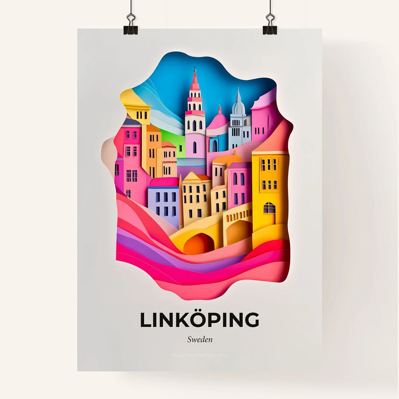 Vivid Linköping, Sweden, Colorful Poster