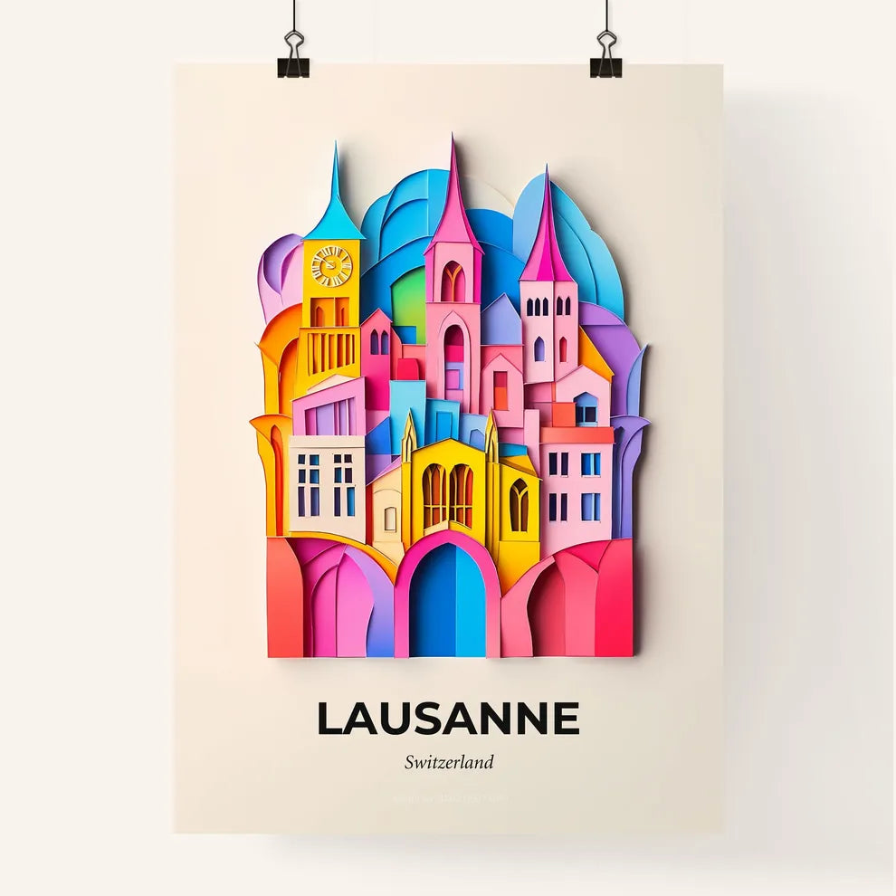 Vivid Lausanne, Switzerland, Colorful Poster