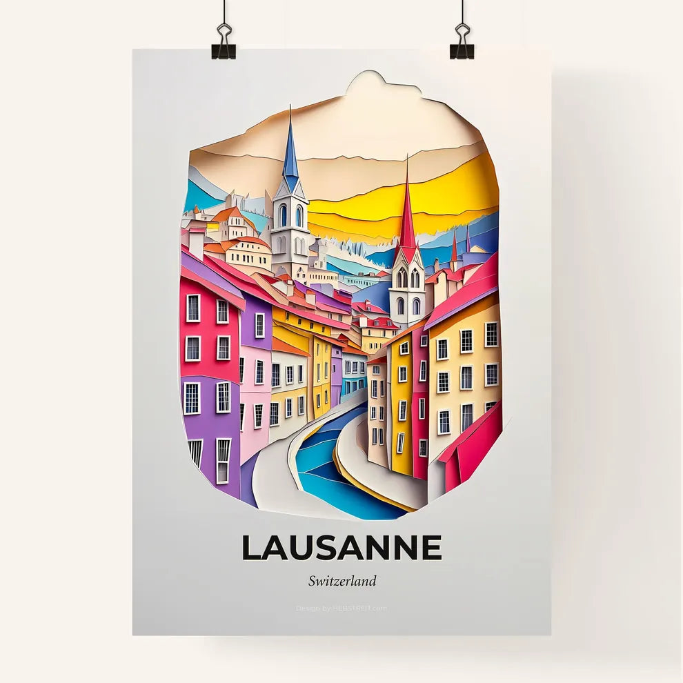 Vivid Lausanne, Switzerland, Colorful Poster