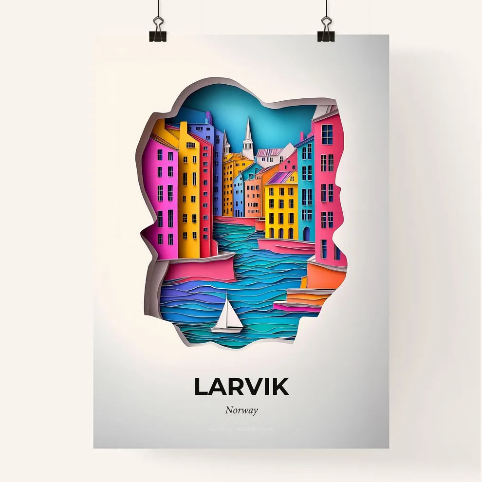 Vivid Larvik, Norway, Colorful Poster