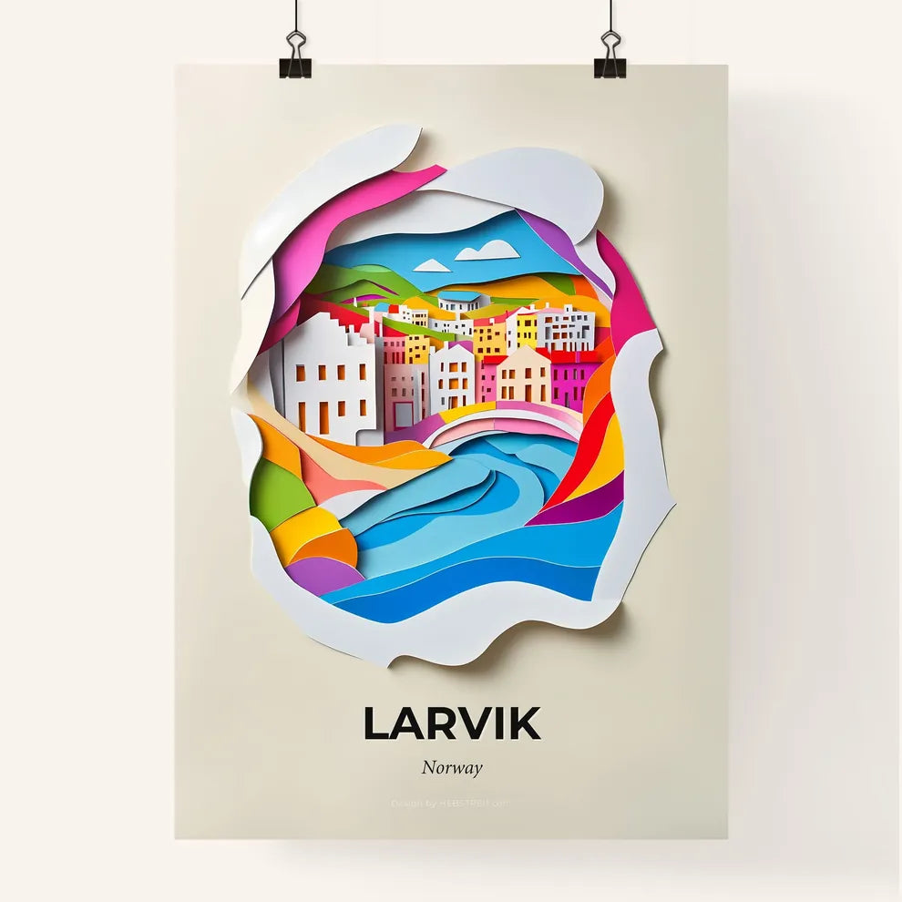 Vivid Larvik, Norway, Colorful Poster