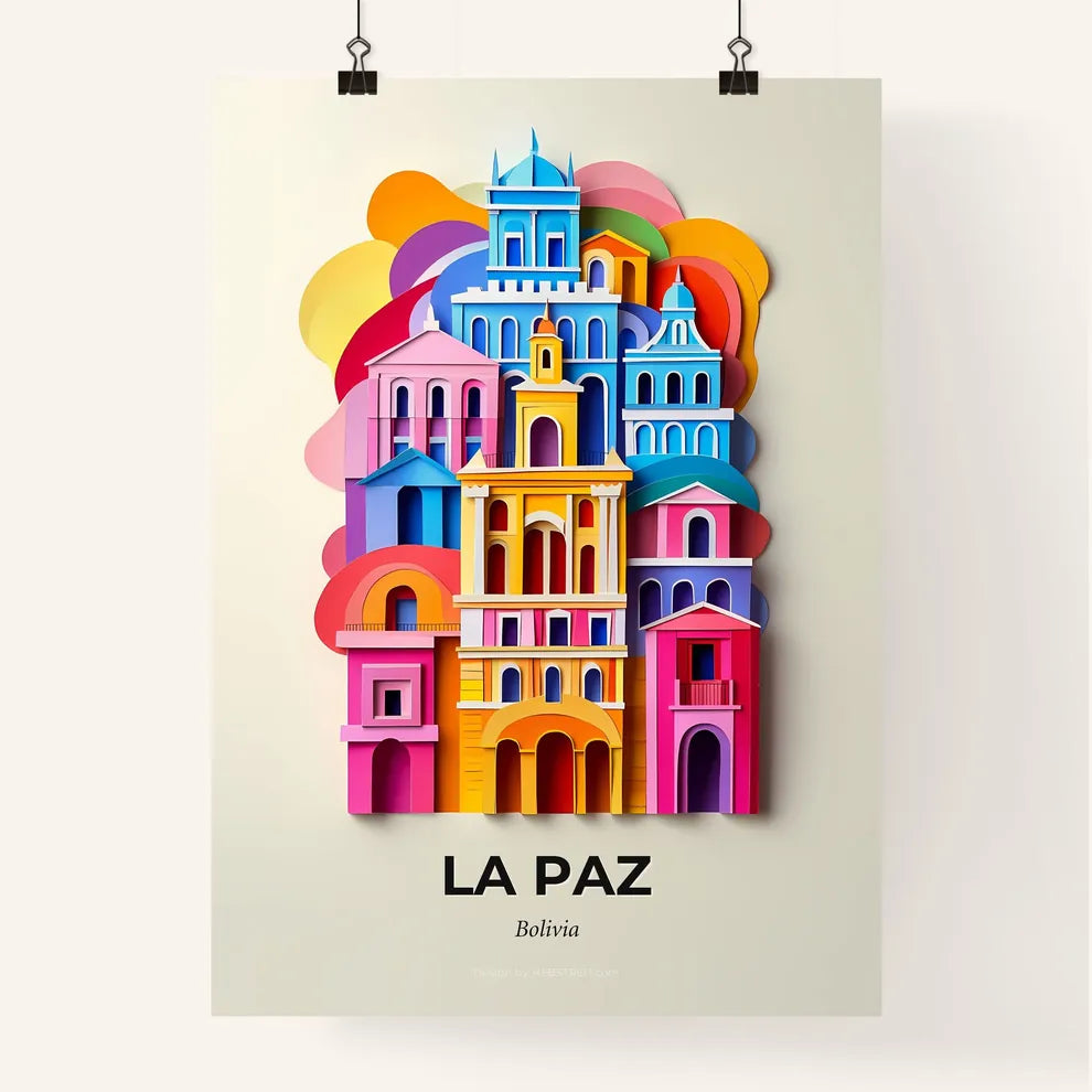 Vivid La Paz, Bolivia, Colorful Poster