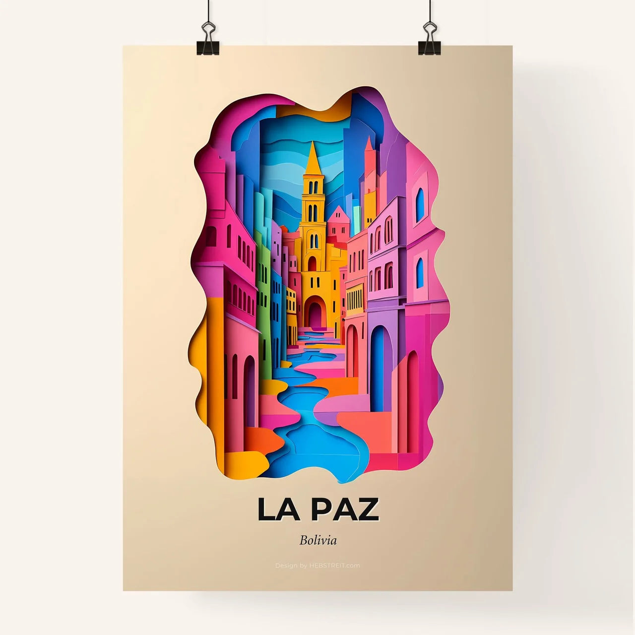 Vivid La Paz, Bolivia, Colorful Poster