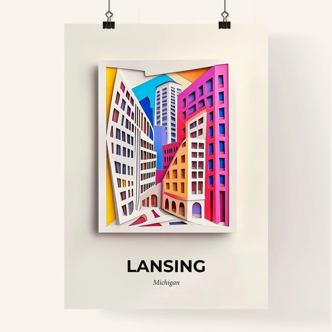 Vivid Lansing, Michigan, Colorful Poster
