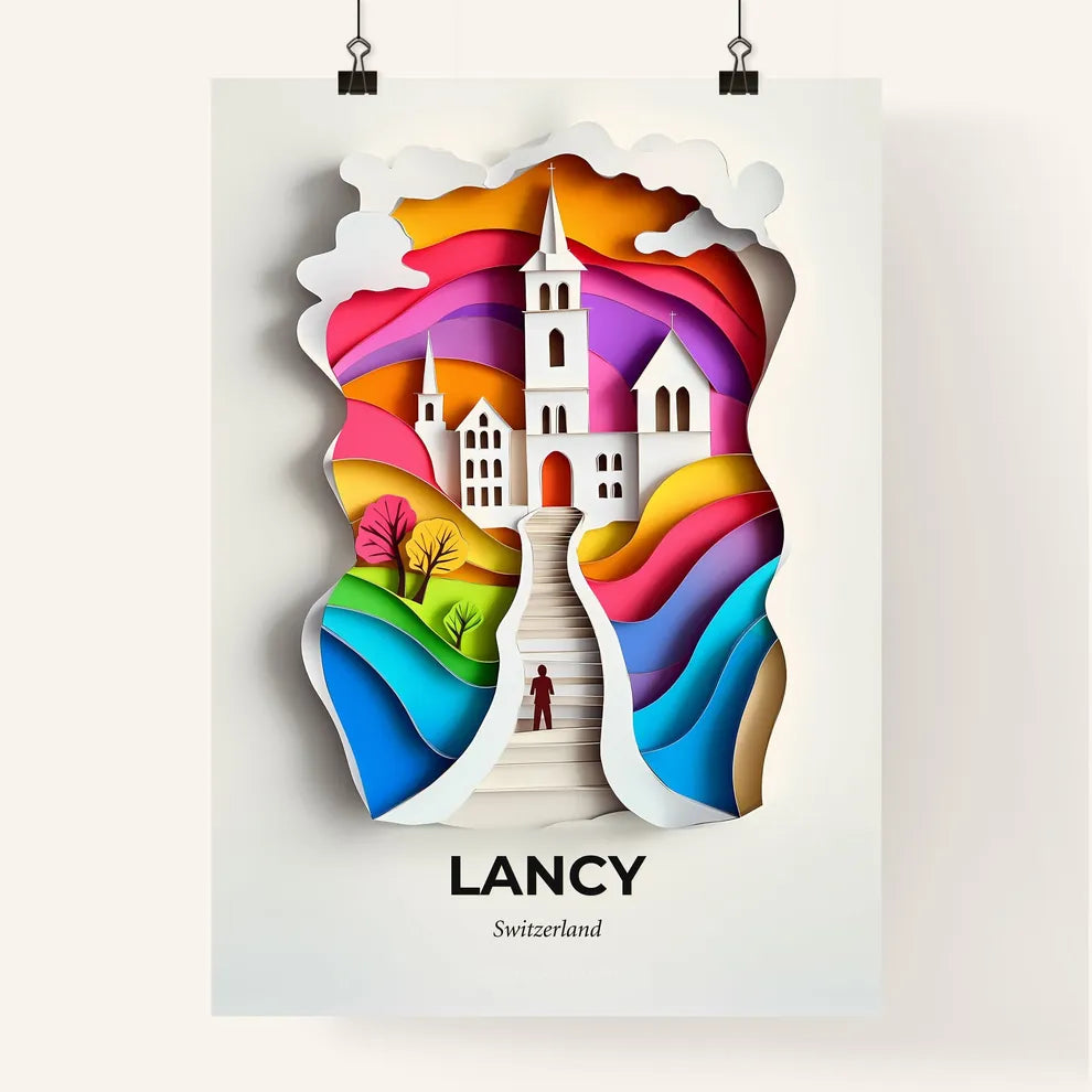 Vivid Lancy, Switzerland, Colorful Poster